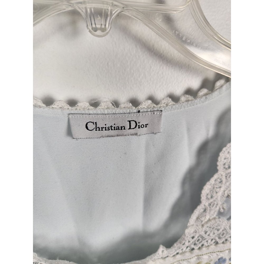 Vtg. Christian Dior Women's Sz. S Light Blue Long Sleeve Nigh Gown - Picture 2 of 7